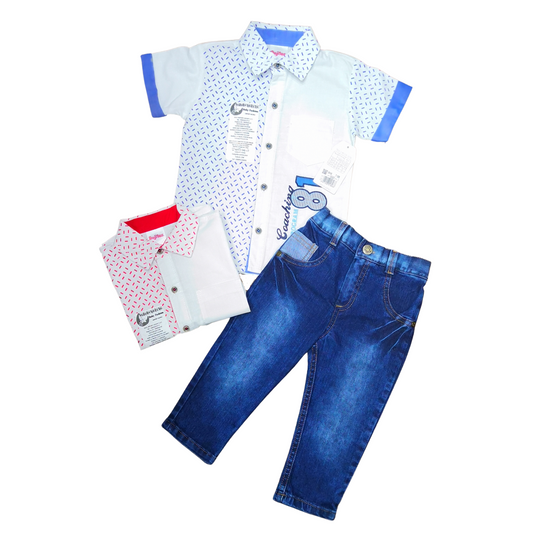 Conjunto camisa estampada con jean