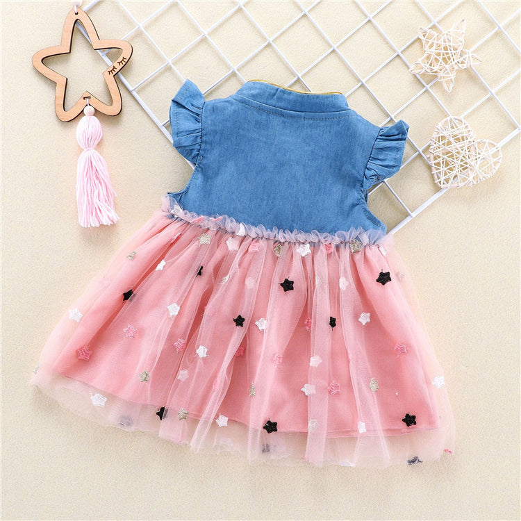 Vestido en jean y tutu para niña