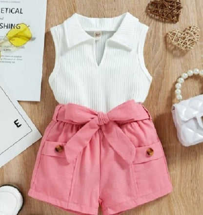 Conjunto de verano con short y blusita para niña