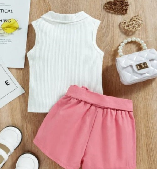 Conjunto de verano con short y blusita para niña