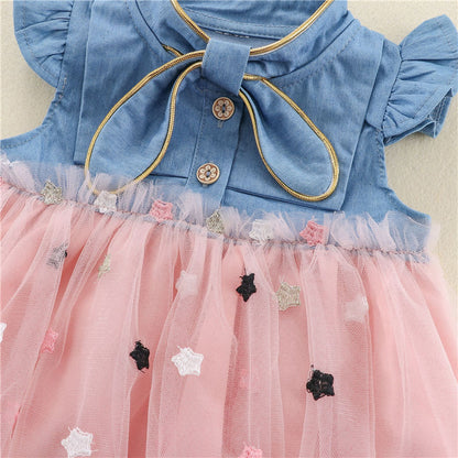 Vestido en jean y tutu para niña