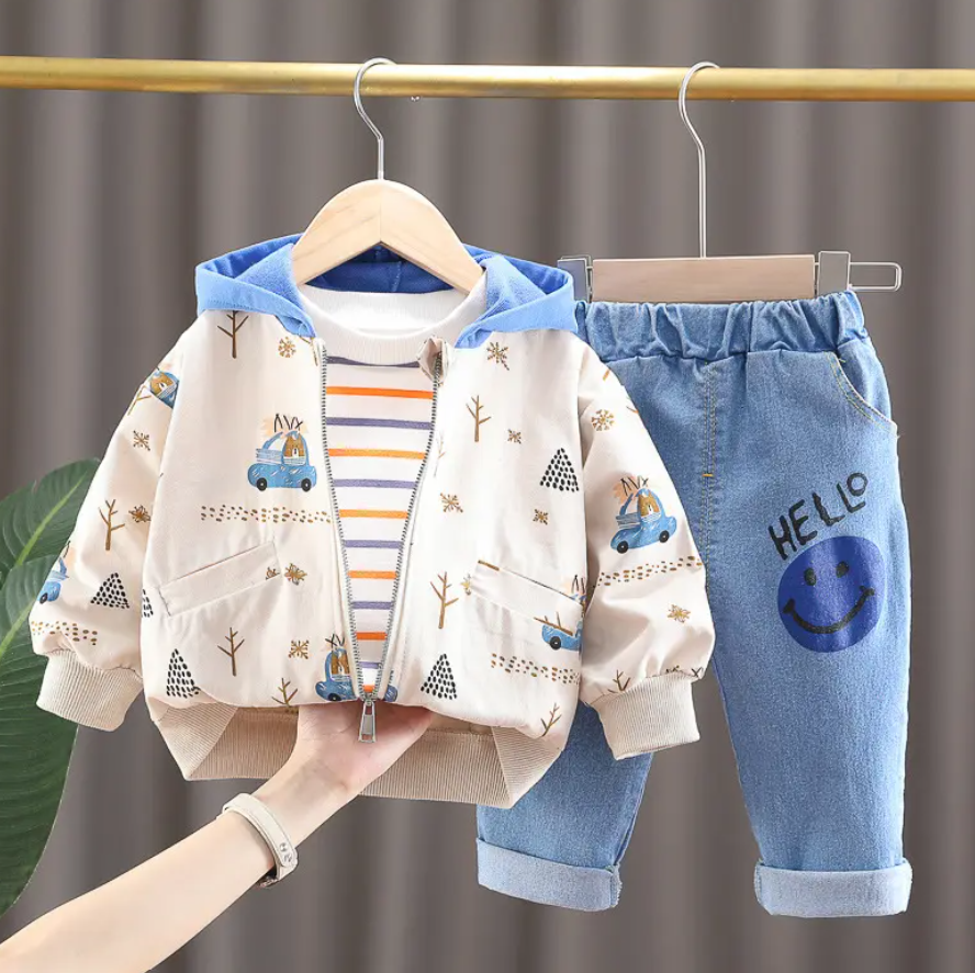 Conjunto chaqueta estampada para niño