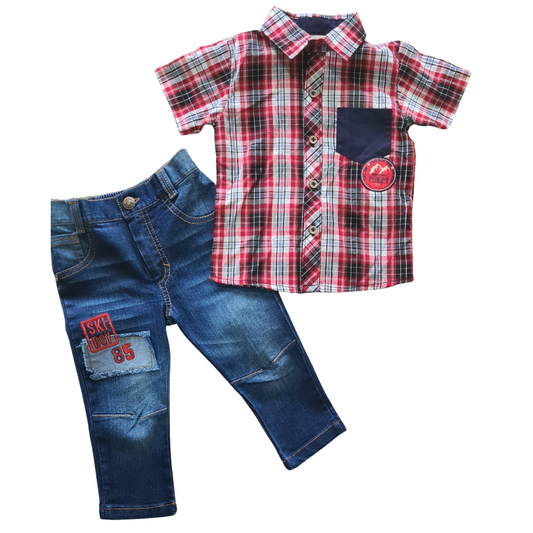 Conjunto camisa a cuadros con jean