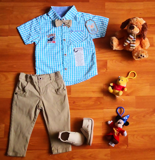 Conjunto camisa a cuadros para niño