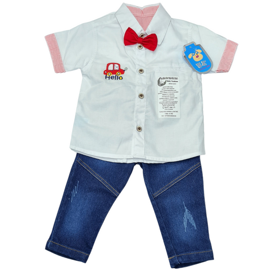 Conjunto camisa corbatín para niño